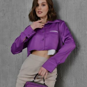 Satijnen Cropped Blouse in Paars